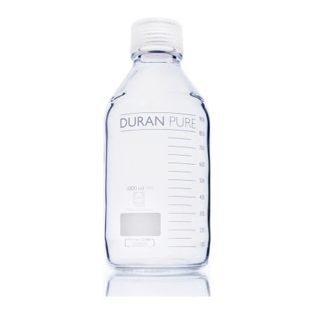 Cp Lab Safety. Duran PURE Bottle Only, Clear Borosilicate Glass, GL45, 1 Liter, Case of 10 818015403